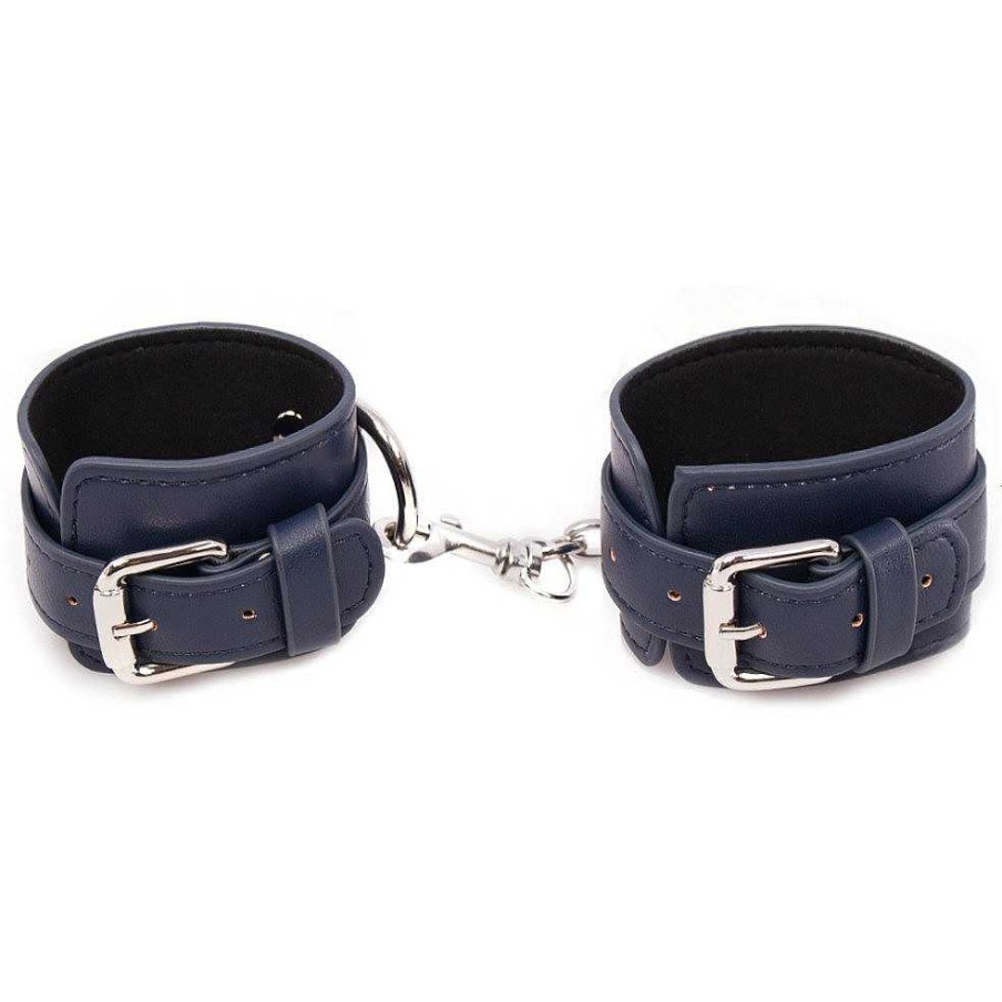 Bondara Bondage Bondara Luxe Royal Secret Faux Leather Ankle Cuffs Navy Bondage Restraints & Handcuffs