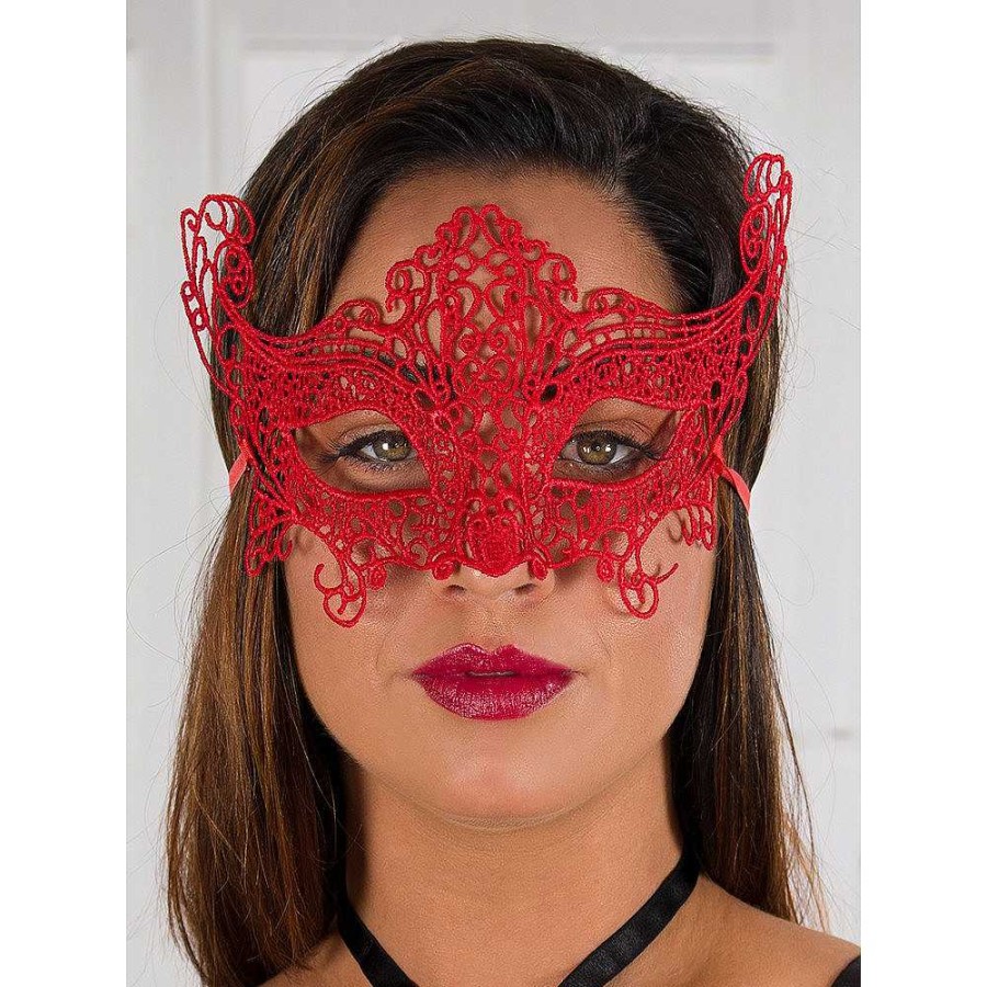 Bondara Bondara Flirt Lace Eye Mask Red Fetish Clothing