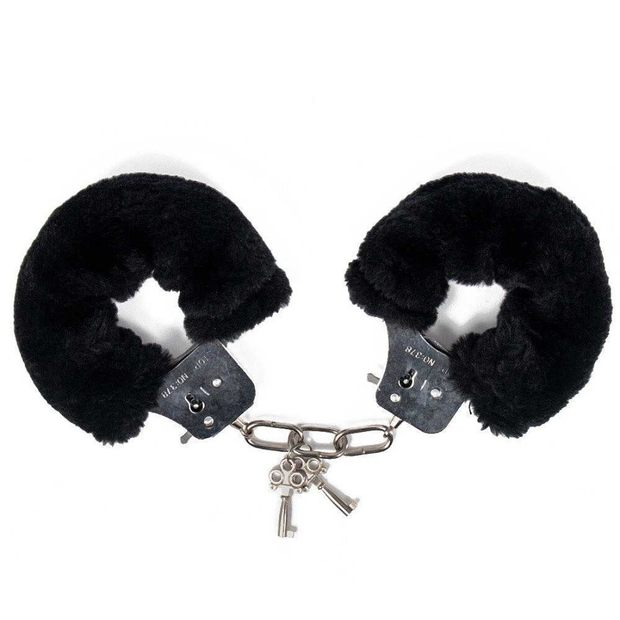 Bondara Bondara Hold Tight Luxury Furry Handcuffs Black, Silver Bondage Restraints & Handcuffs