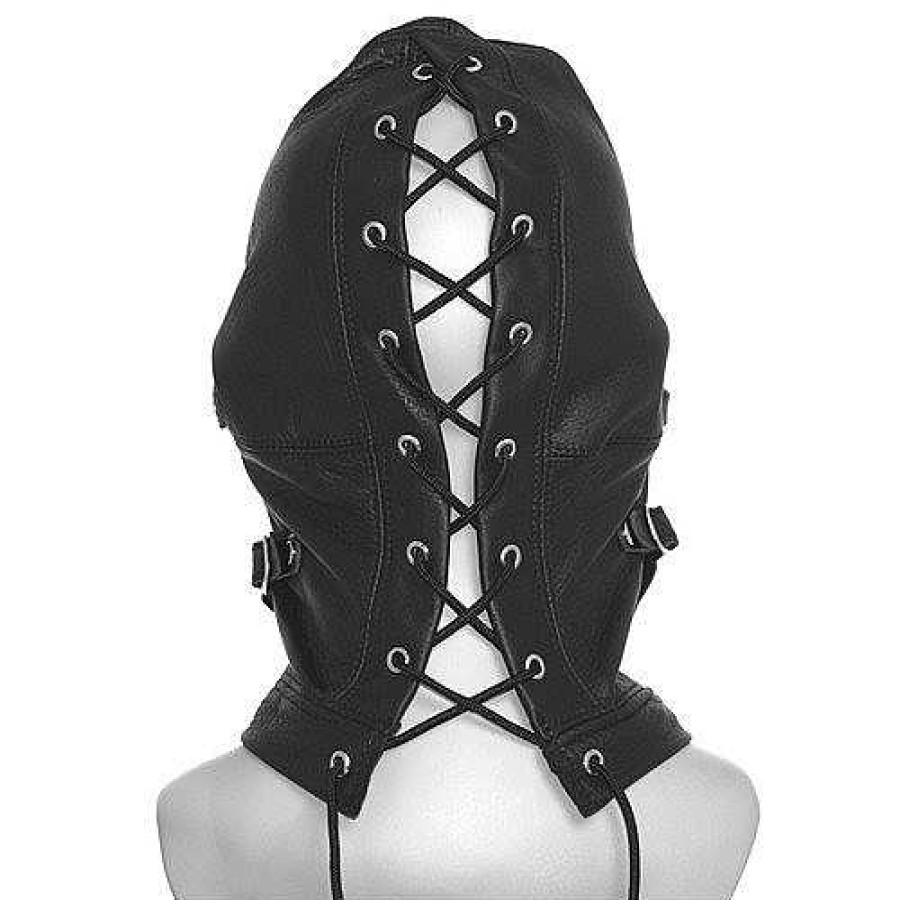 Torment Torment Leather Bondage Hood With Ball Gag Ball Gags & Mouth Gags