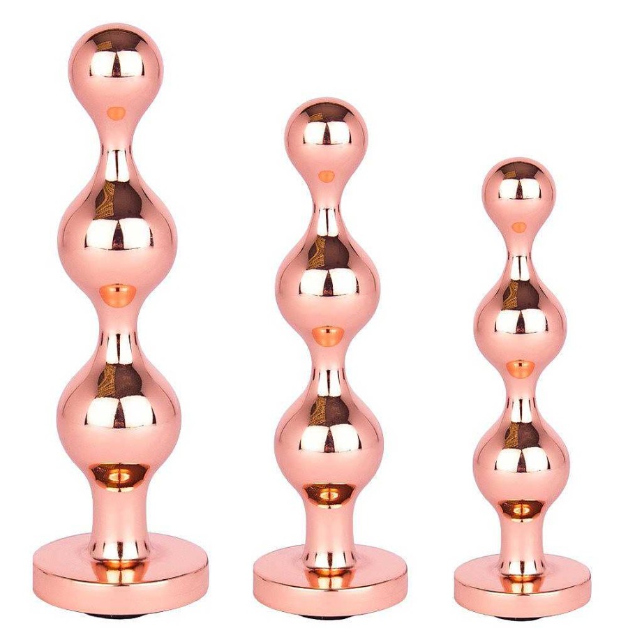 Bondara Bejewelled Steel Beaded Butt Plug - 4, 4.5 Or 5 Inch Rose Gold Anal Toys