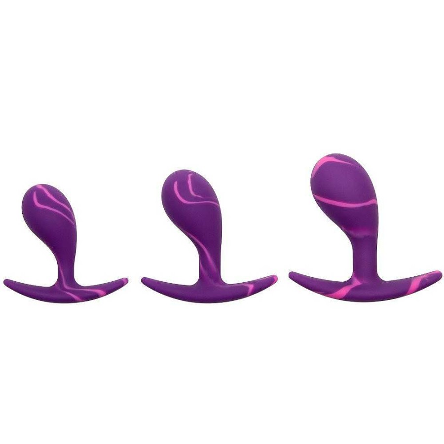 Bondara Mon Amour Purple Marble Silicone P-Spot Plug - 2.2, 2.5 Or 3 Inch Purple And Pink Marble Anal Toys