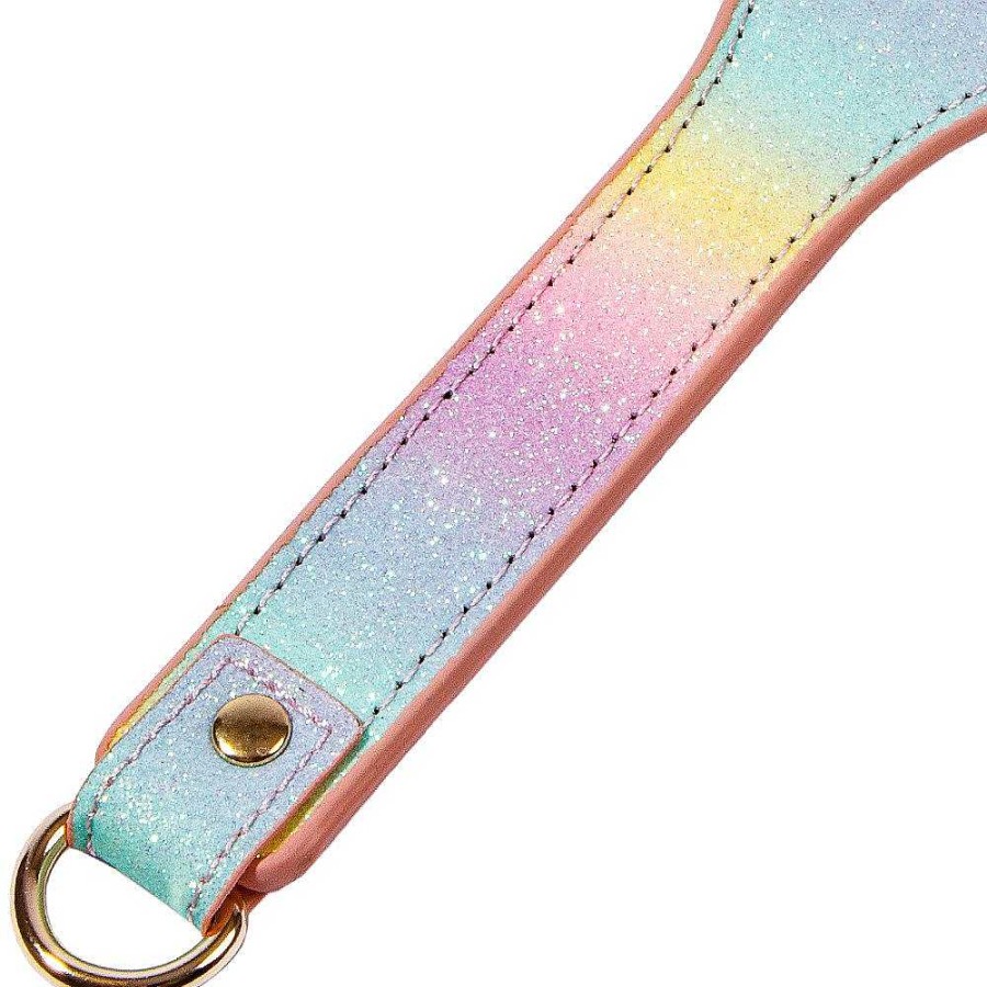 Luxe Bondara Luxe Sugar Rush Rainbow Glitter Spanking Paddle - 11.5 Inch Rainbow Glitter, Yellow Gold Fixings Floggers, Whips & Ticklers