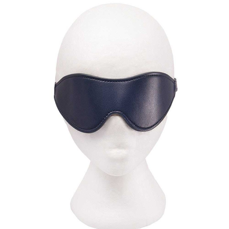 Bondara Bondage Bondara Luxe Royal Secret Faux Leather Blindfold Navy Blindfolds, Hoods & Masks