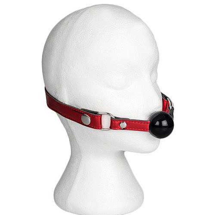 Bondara Bondage Bondara Metallic Red Silicone Ball Gag Red And Black Ball Gags & Mouth Gags