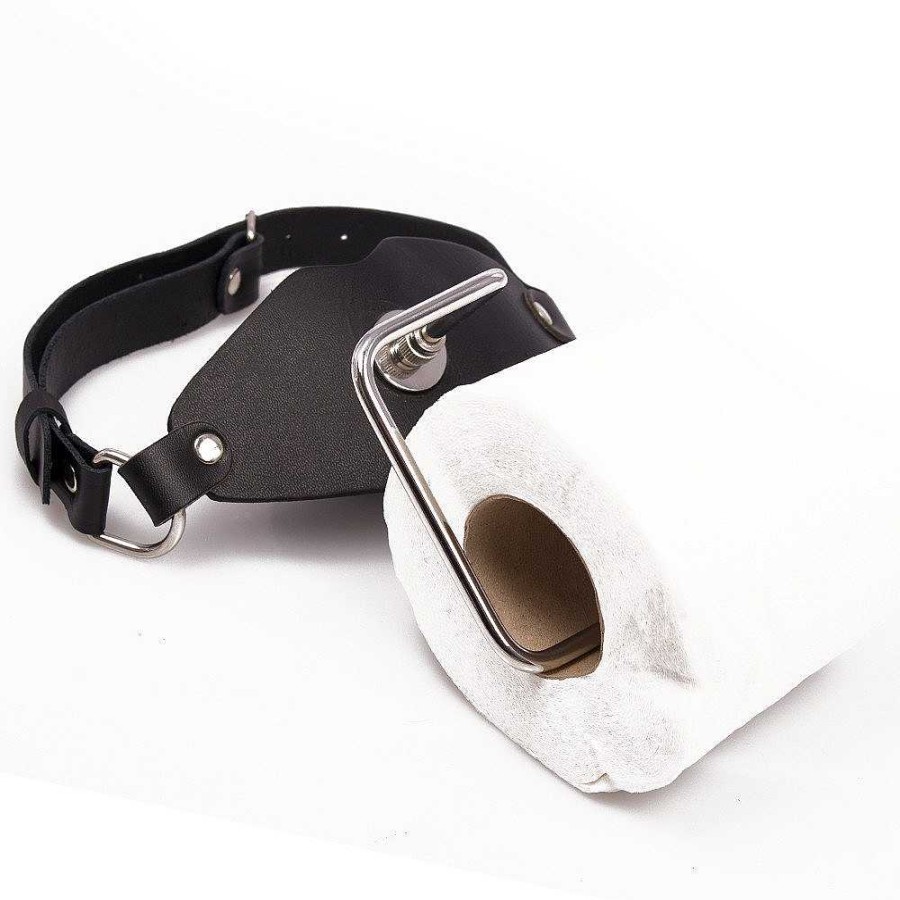 Torment Torment Toilet Paper Holder Leather Ball Gag Black Ball Gags & Mouth Gags