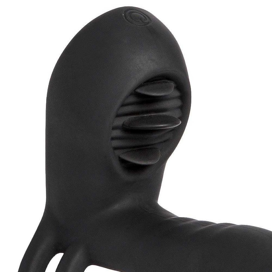 Bondara Bondara Dynamic Duo 12 Function Licking Vibrating Cock Sling Black Male Sex Toys