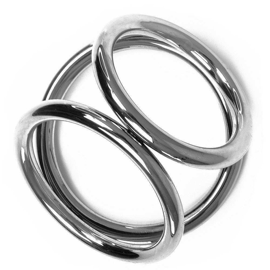 Bondara Hot Hardware Troika Stainless Steel Cock Ring - Medium Or Large Silver Male Sex Toys