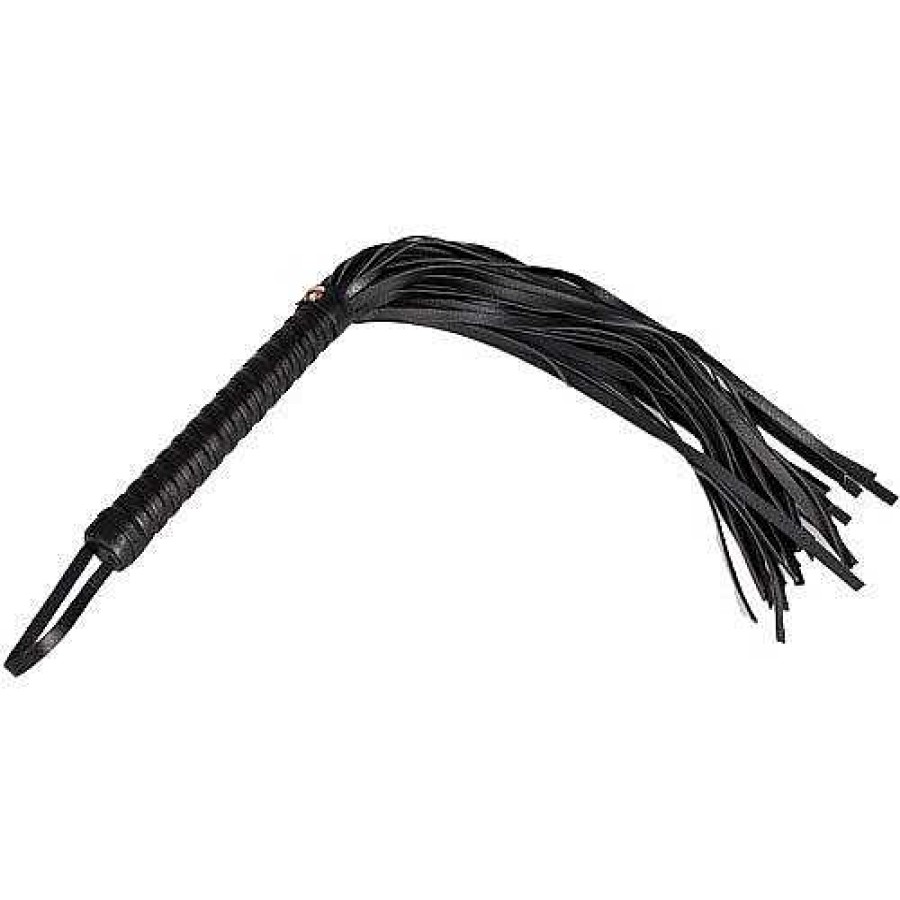 Bondara Boutique Bondara Black Faux Leather Flogger - 17.5 Inch Black And Rose Gold Floggers, Whips & Ticklers