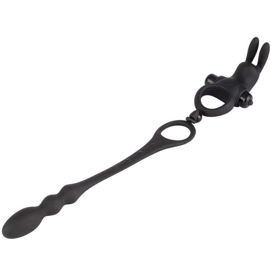 Bondara Bondara Better Together 10 Function Rabbit Cock Ring & Butt Plug Black Anal Toys