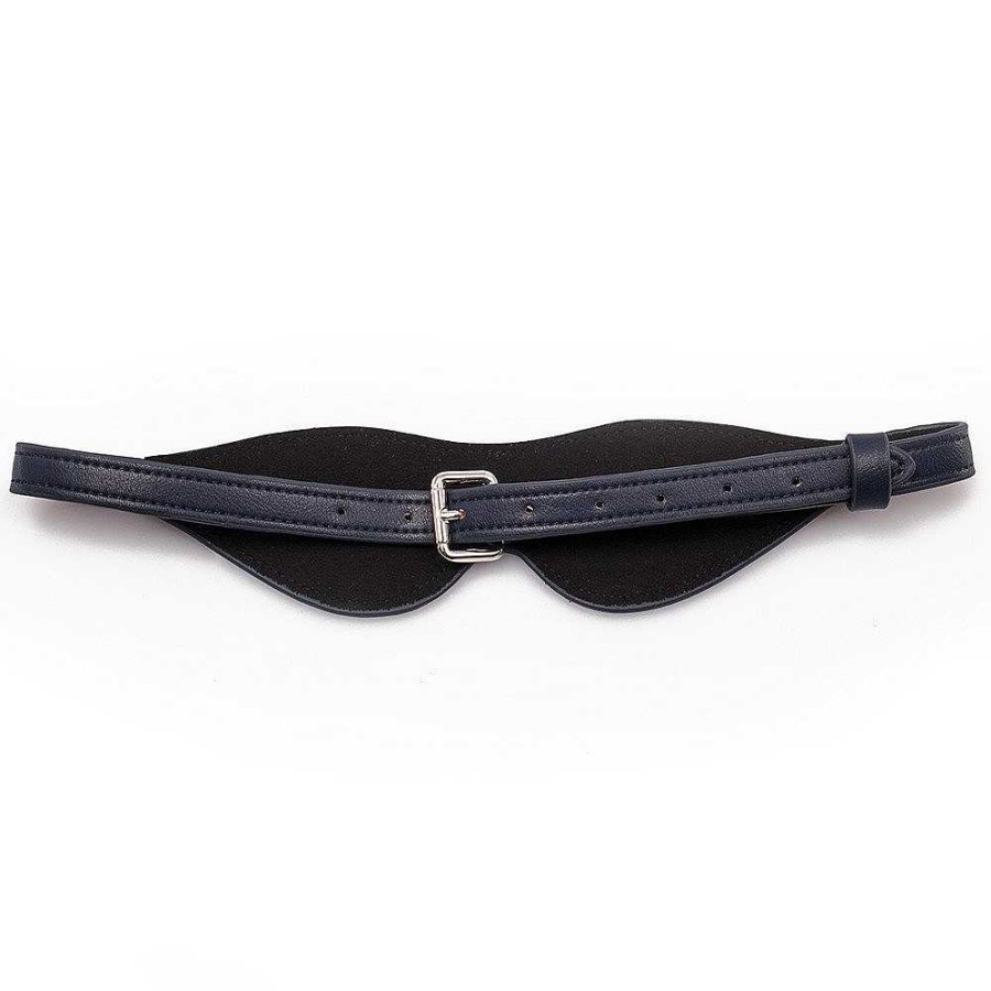 Bondara Bondage Bondara Luxe Royal Secret Faux Leather Blindfold Navy Blindfolds, Hoods & Masks