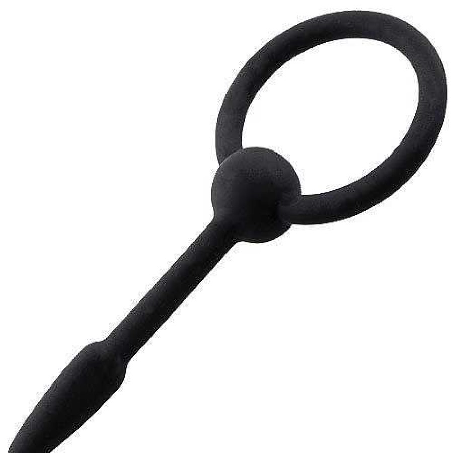 Bondara Bondara Silicone Stopper Penis Plug With Through-Hole - 7.5Cm Black Medical Play Toys