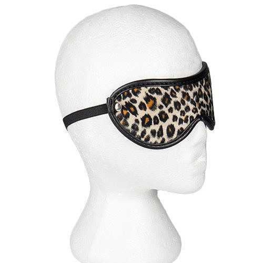 Bondara Bondara Leopard Print Faux Fur Blindfold Black,Brown And Cream Blindfolds, Hoods & Masks