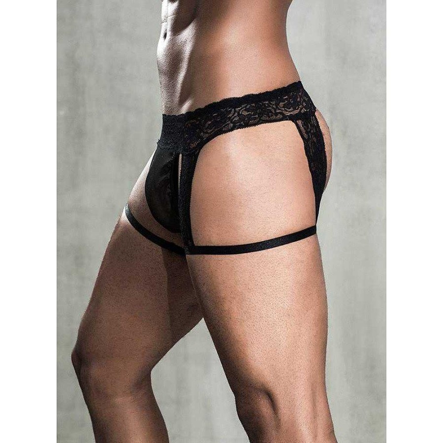 Bondara Man Bondara Man Men'S Lace Suspender Thong Black Men'S Sexy Underwear