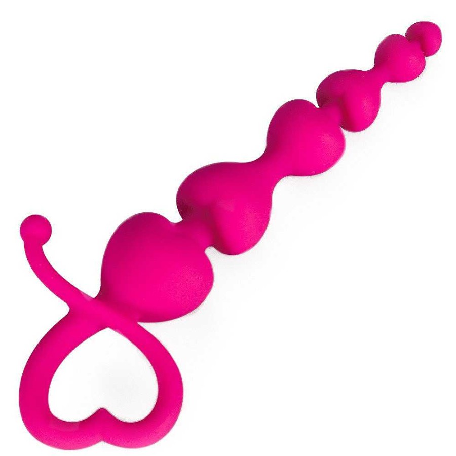 Bondara Bondara Silicone Heart Anal Beads - 7 Inch Pink Anal Toys