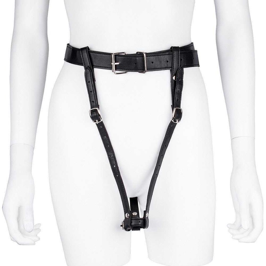 Bondara Bondara Climax Control Faux Leather Wand Harness Belt Black Fetish Clothing