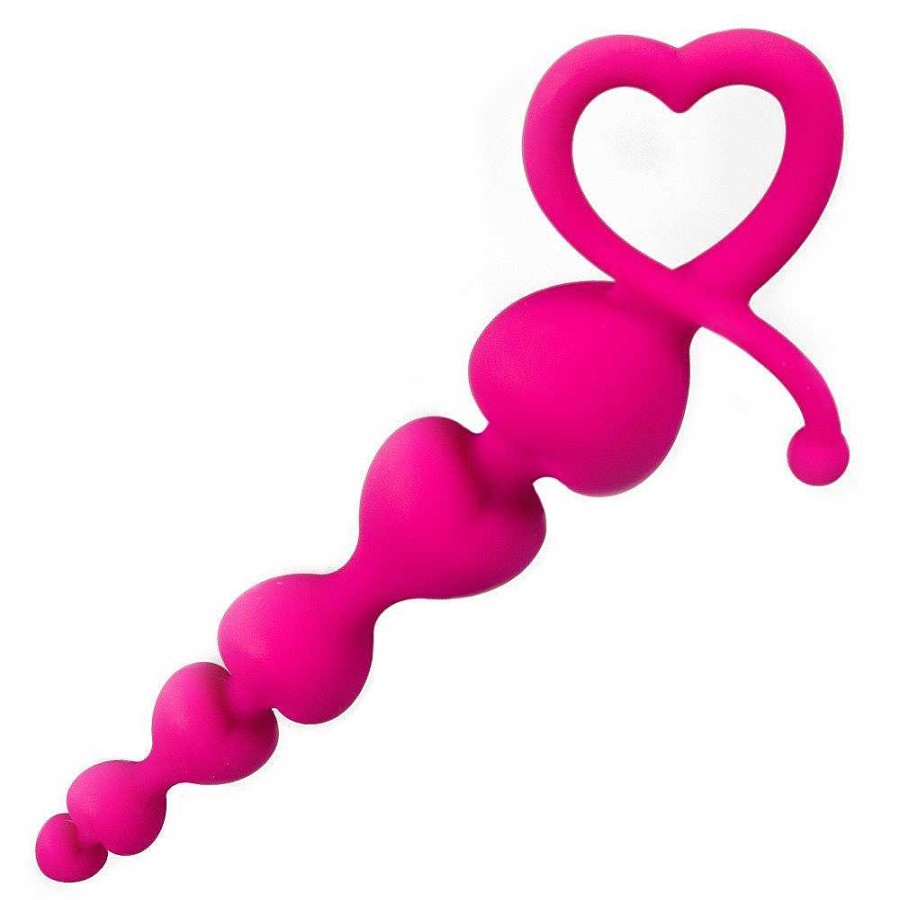 Bondara Bondara Silicone Heart Anal Beads - 7 Inch Pink Anal Toys