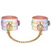 Luxe Bondara Luxe Sugar Rush Rainbow Glitter Handcuffs Rainbow Glitter With Pale Pink Reverse, Yellow Gold Fixings Bondage Restraints & Handcuffs