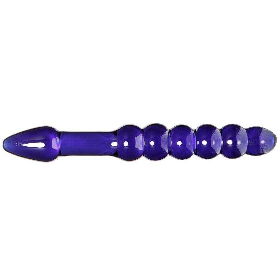 Bondara Glacier Glass Iridescent Beaded Double Ended Dildo - 9 Inch Blue Dildos