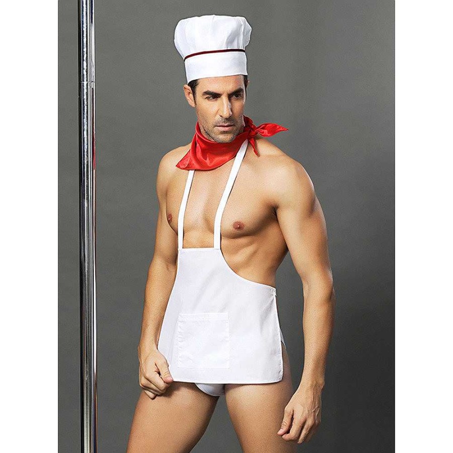 Bondara Man Bondara Man Bon Appetit 4 Piece Chef Costume White Role Play Costumes & Outfits