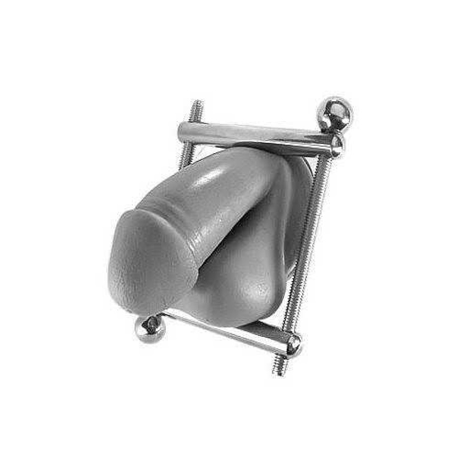 Torment Torment Penis Press Stainless Steel Ball Crushing Clamp Polished Silver Cock & Ball Play Toys