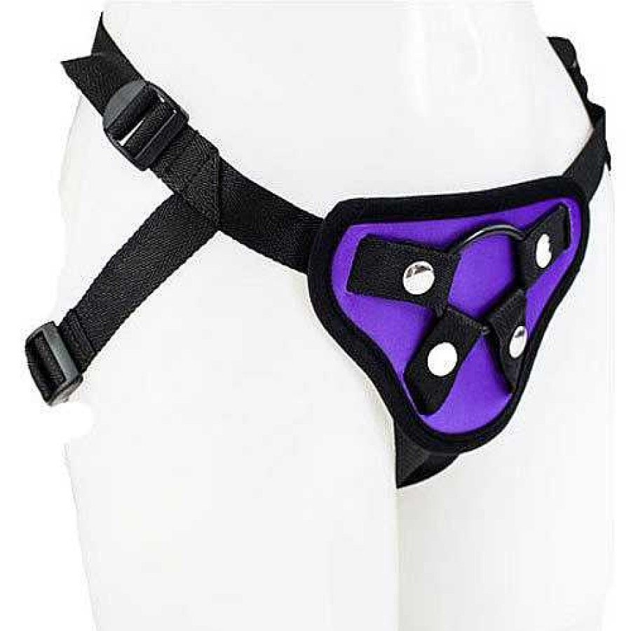 Bondara Bondara Purple Satin Strap-On Harness Purple And Black Strap-Ons