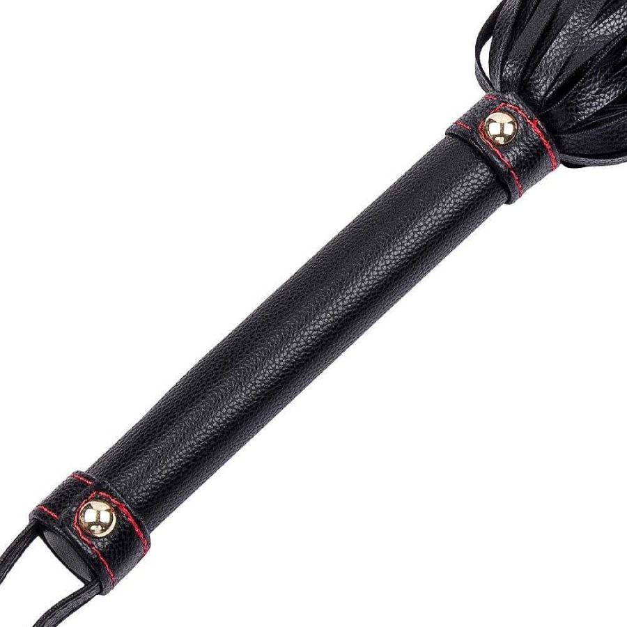 Bondara Bondara Contrast Stitch Faux Leather Flogger - 15.5 Inch Black Floggers, Whips & Ticklers