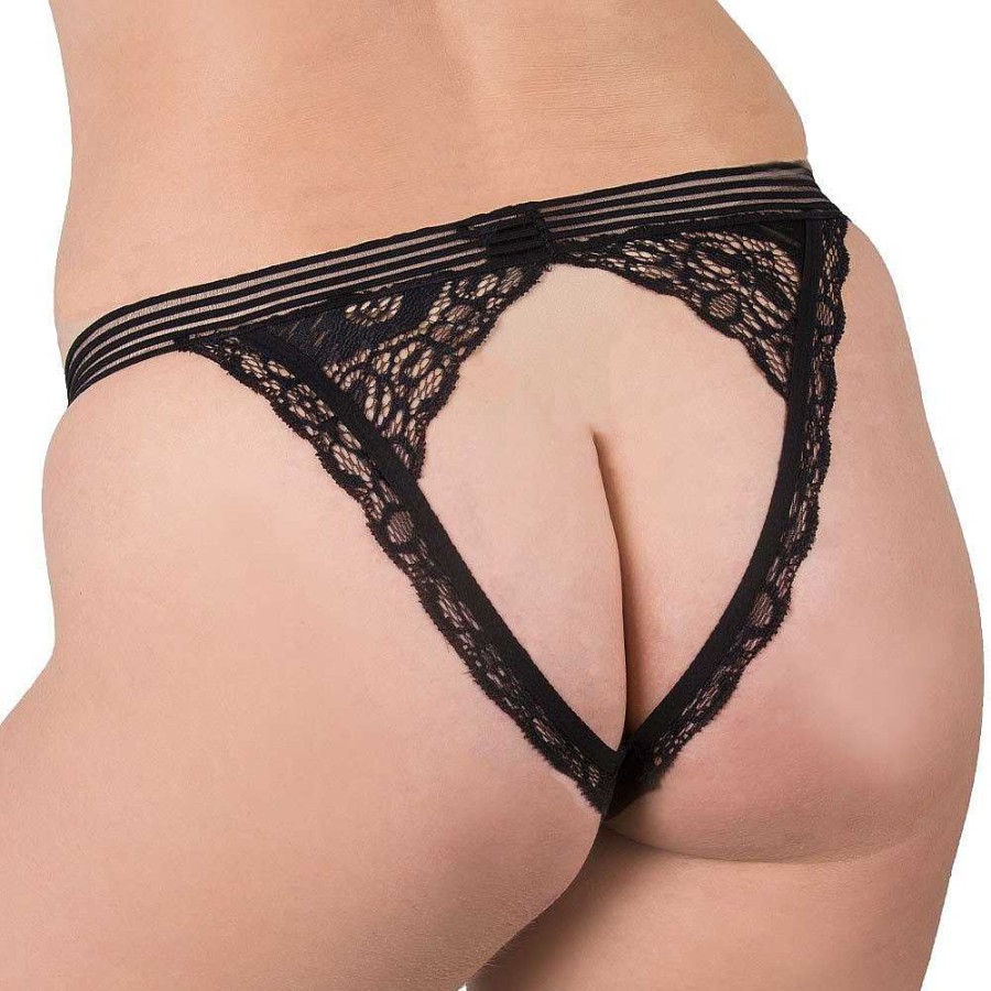 Bondara Belle Bondara Belle Plus Size Open Back Brazilian Knicker Pink Sexy Plus Size Lingerie