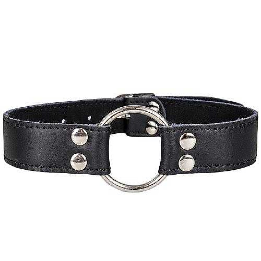 Bondara Bondage Bondara Faux Leather O-Ring Collar Black Bondage Restraints & Handcuffs