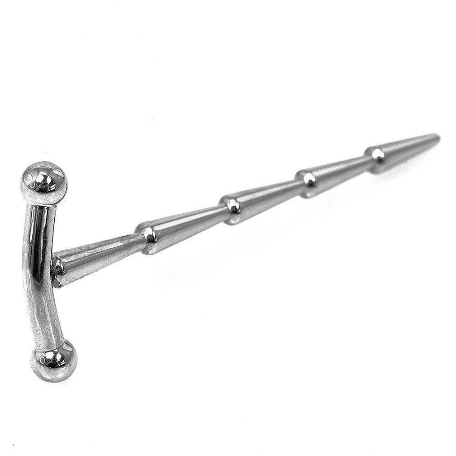 Torment Torment Ridge Raider Stainless Steel Penis Plug - 4.6 Inch Silver Medical Play Toys