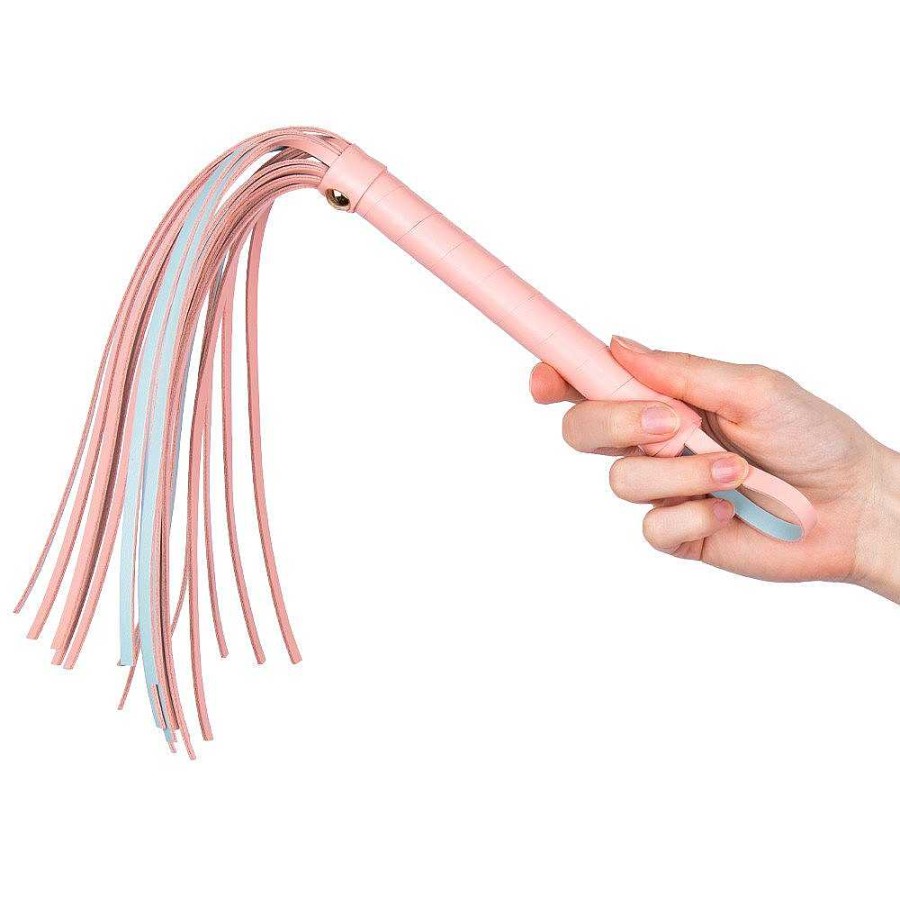 Luxe Bondara Luxe Bow To Me Pink Pu Flogger - 15.5 Inch Pink And Blue Floggers, Whips & Ticklers