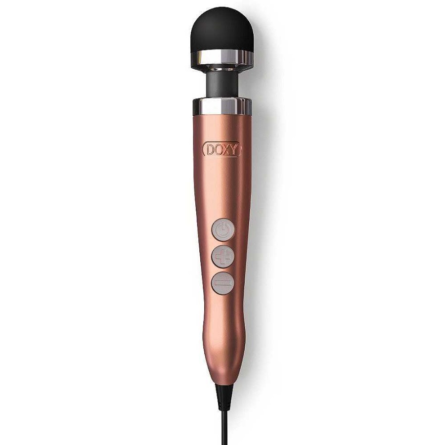 Doxy Doxy Die Cast 3 Rose Gold Wand Vibrator Rose Gold Body, Black Head Vibrators