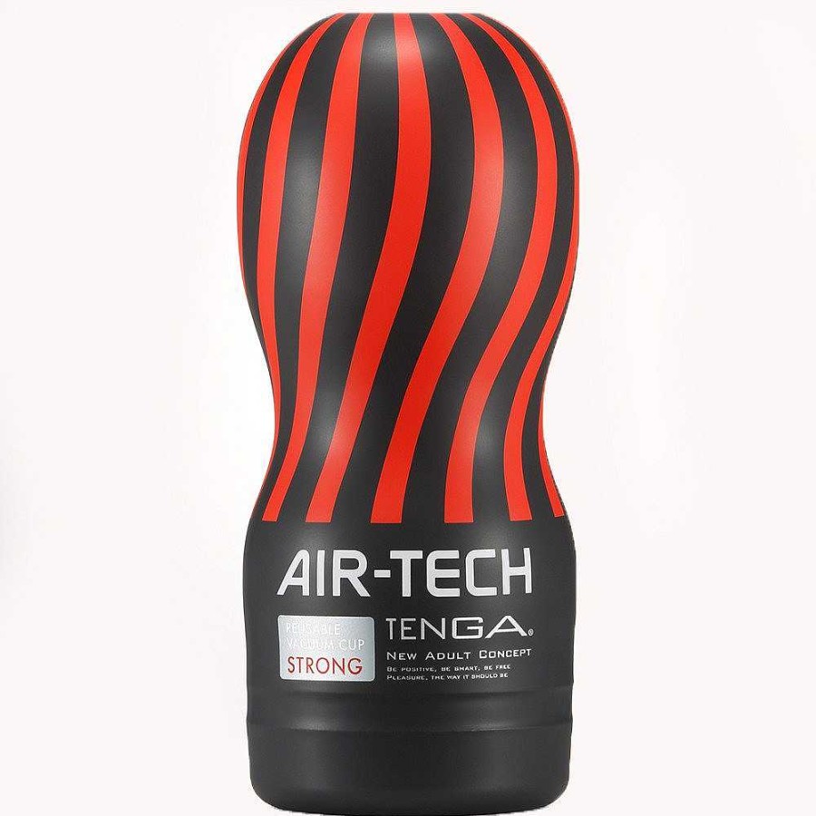 Tenga Tenga Air Tech Strong Cup Masturbator Red And Black Casing, Transparent Sleeve Inside Male Sex Toys