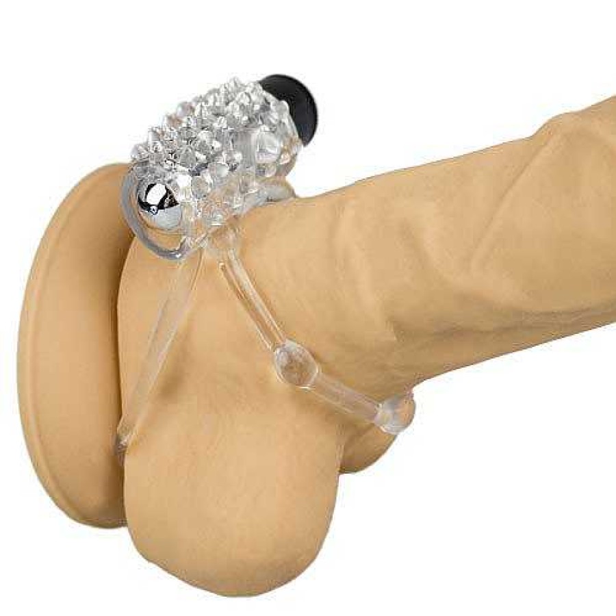 Bondara Arouser Vibrating Double Cock Ring Clear Cock Ring And Silver Bullet Vibe Male Sex Toys