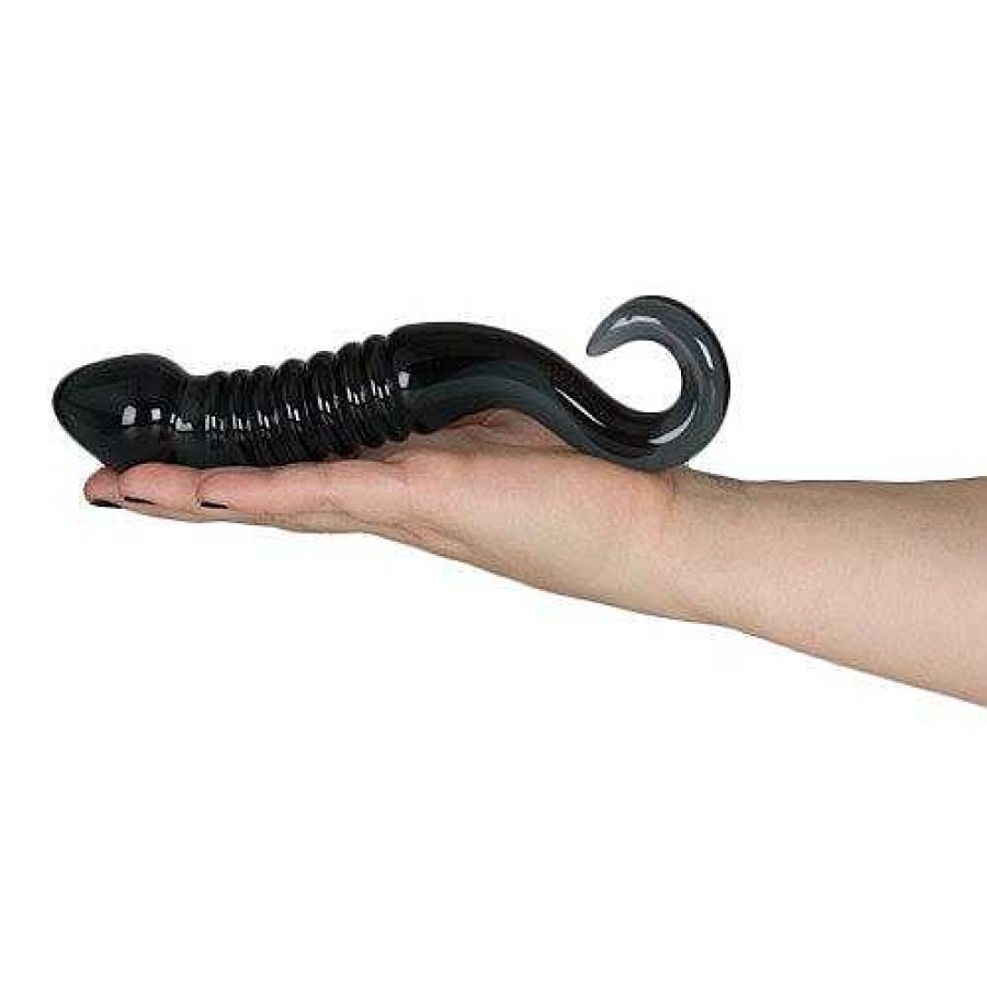 Glacier Glacier Glass Ribbed Dildo - 7.5 Inch Smoky Black Dildos