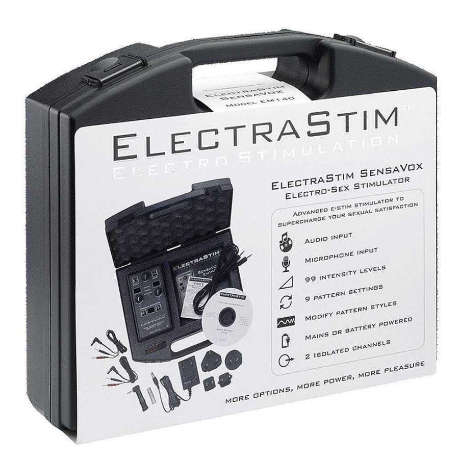 ElectraStim Electrastim Em140 Sensavox Dual Channel Electro Stimulator Kit Black Electro Sex Toys