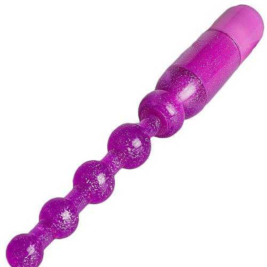 Bondara Bondara Glitter Vibrating Anal Beads Purple Anal Toys