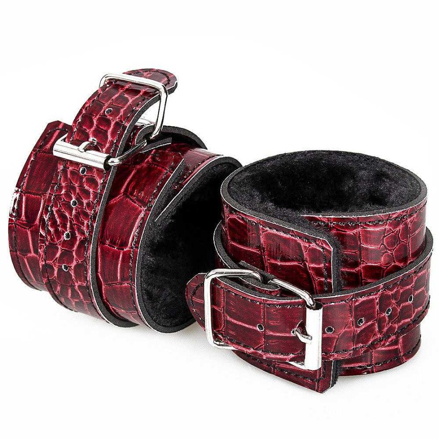 Bondara Bondara Yin And Yang Croc Effect Handcuffs Red And Black Bondage Restraints & Handcuffs