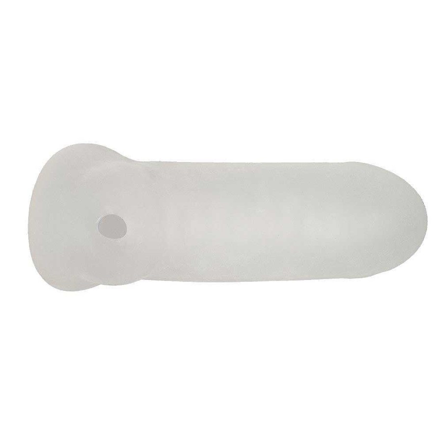 Bondara Bondara Ribbed Subtle Cock Extension Sleeve With Ball Strap White Male Sex Toys