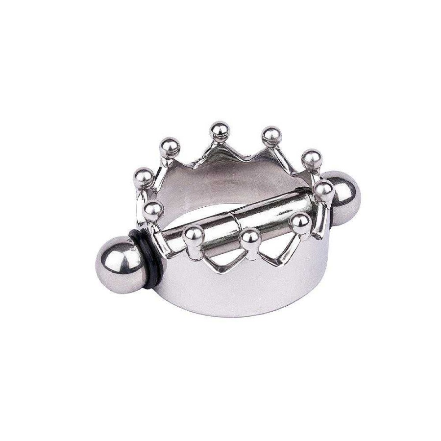 Torment Torment Crown Stainless Steel Magnetic Nipple Clamps - Pair Silver Nipple Toys & Clit Toys