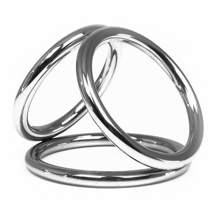 Bondara Hot Hardware Troika Stainless Steel Cock Ring - Medium Or Large Silver Male Sex Toys