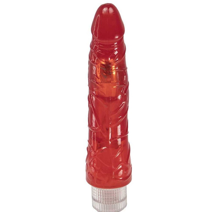 Bondara Crystal Clear Jellies Bondara Crystal Clear Vibrating Dildo - 9 Inch Red Vibrators