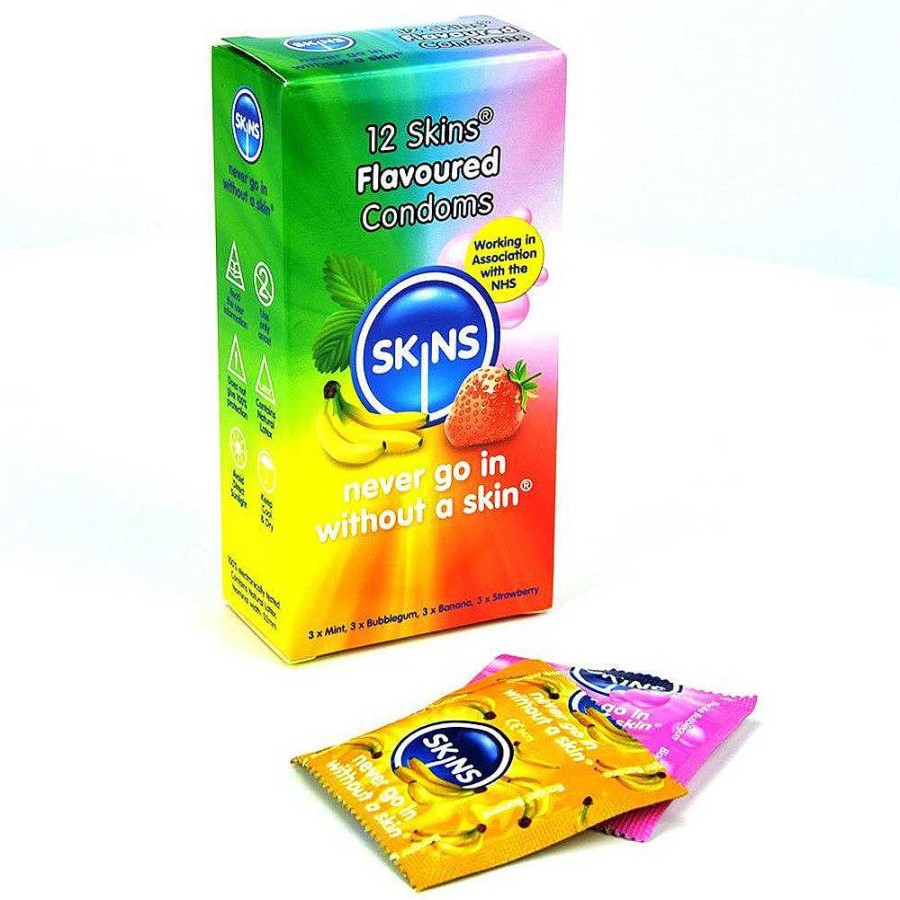 Skins Skins Assorted Flavour Condoms - 12 Pack Sex Aids For Couples