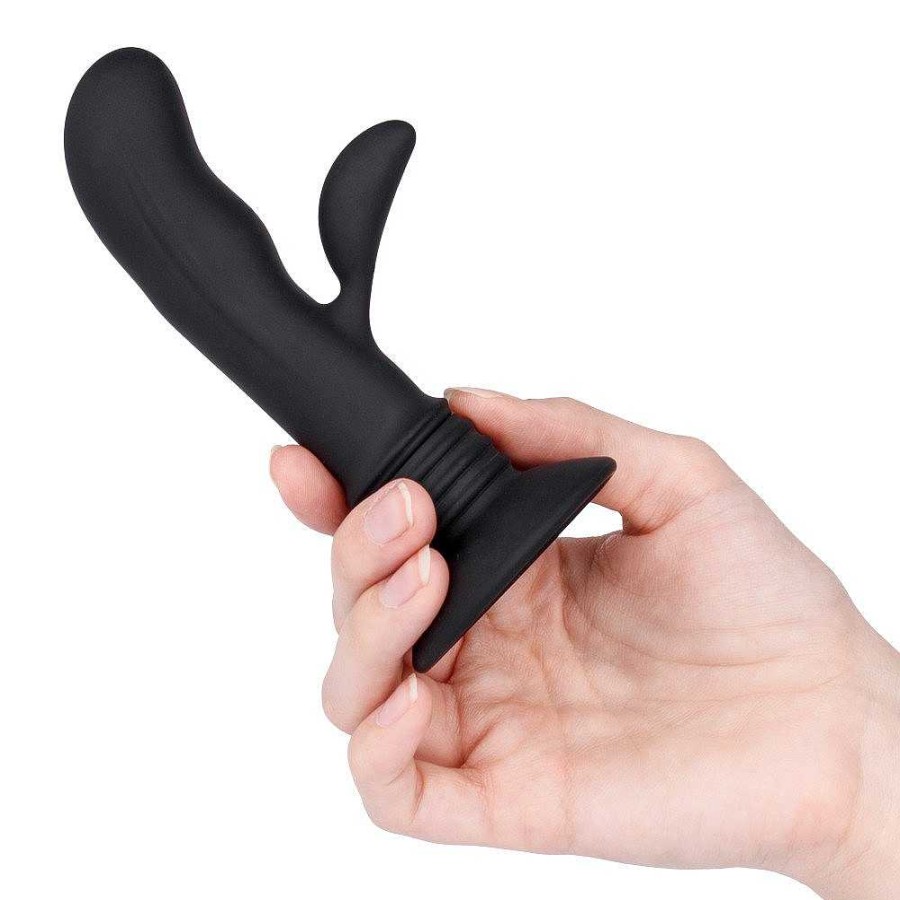 Bondara Bondara Double Tap Silicone 10 Function Rabbit Vibrator Black Vibrators