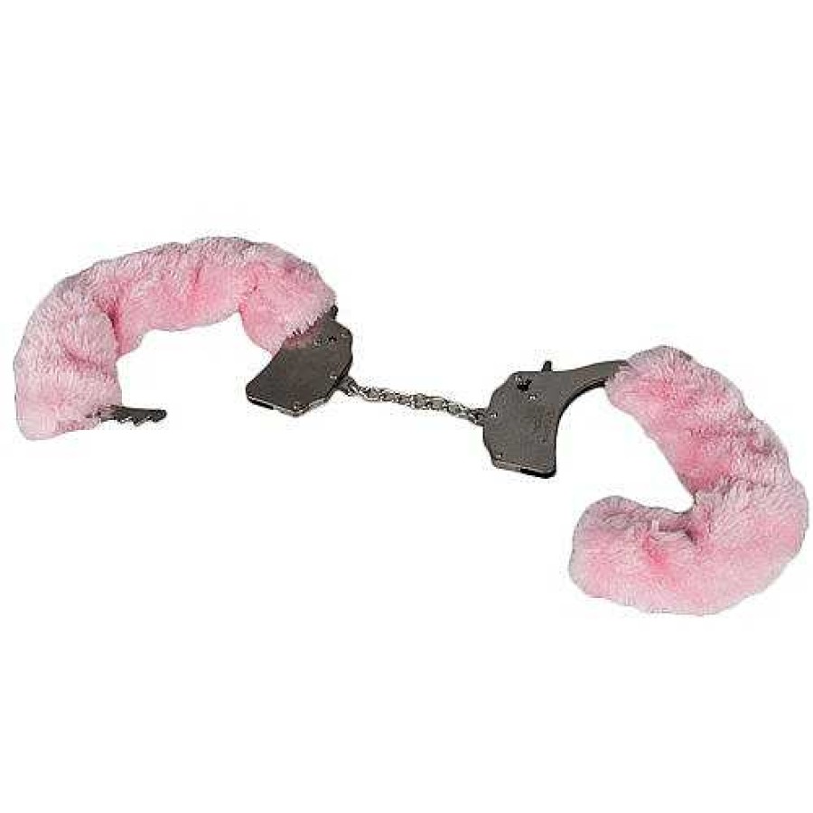 Bondara Bondara Pink Furry Handcuffs Pink And Silver Bondage Restraints & Handcuffs