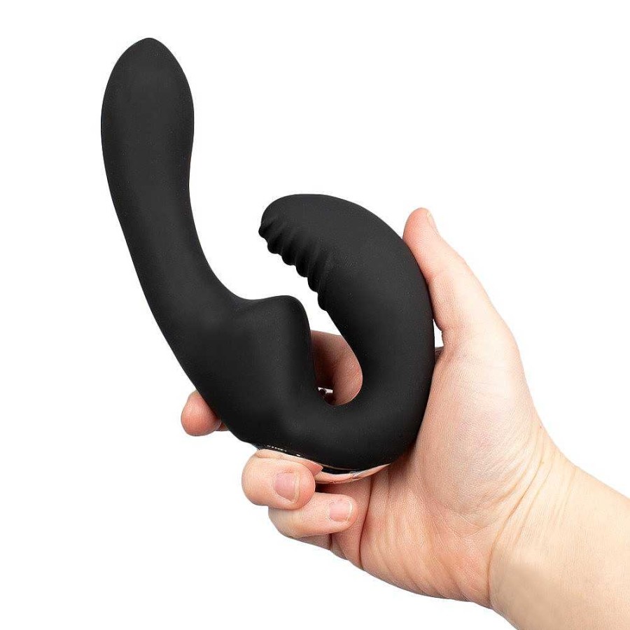 Bondara Bondara 10 Function Remote Rechargeable Double Headed Vibrator Black Strap-Ons