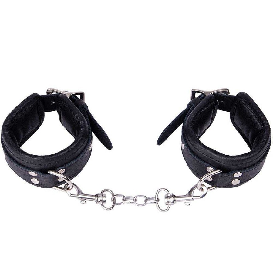 Luxe Bondara Luxe Erotica Leather Lockable Handcuffs Black Bondage Restraints & Handcuffs