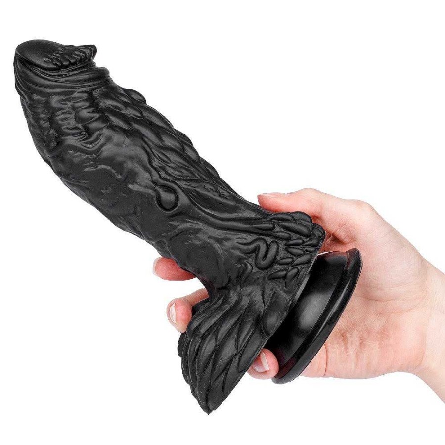 Bondara The Godfeather Monster Feathered Dildo - 7.5 Inch Black Dildos