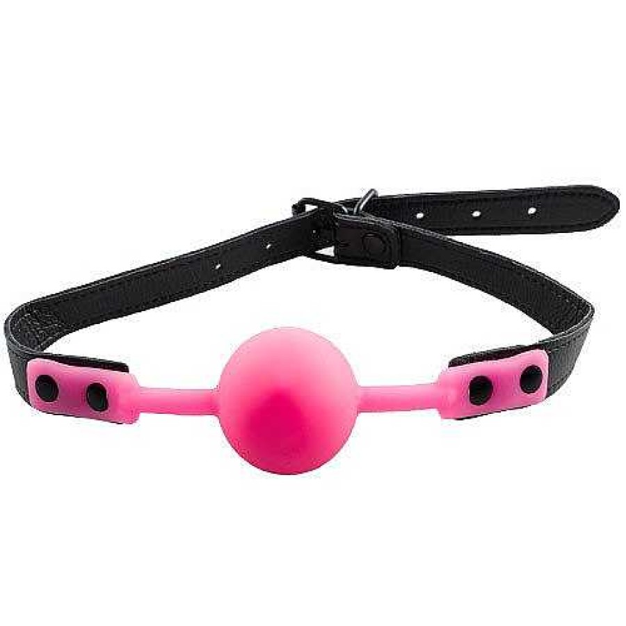 Bondara Bondara Pink 45Mm Silicone Ball Gag Pink And Black Ball Gags & Mouth Gags