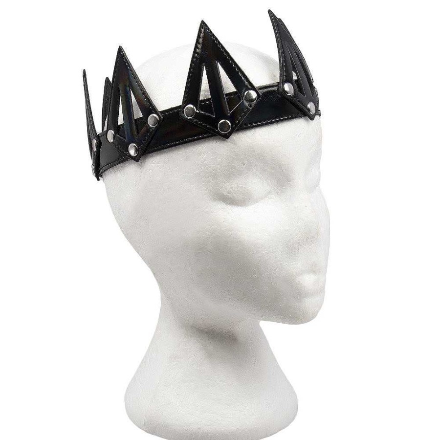 Luxe Bondara Luxe Pleasure Prism Pu Blindfold Crown Irridescent Black & Silver Fetish Clothing